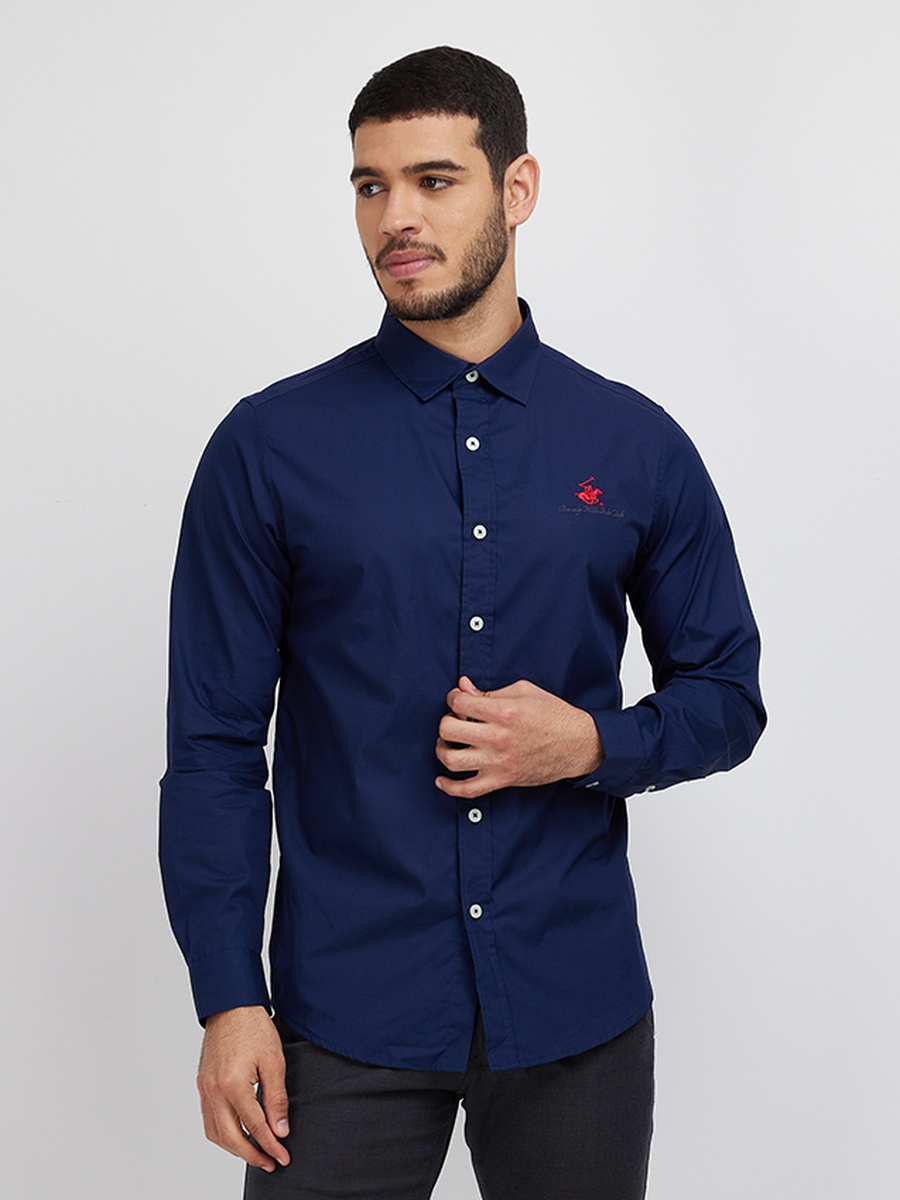 Plain Long Sleeve Shirt with Logo Detail