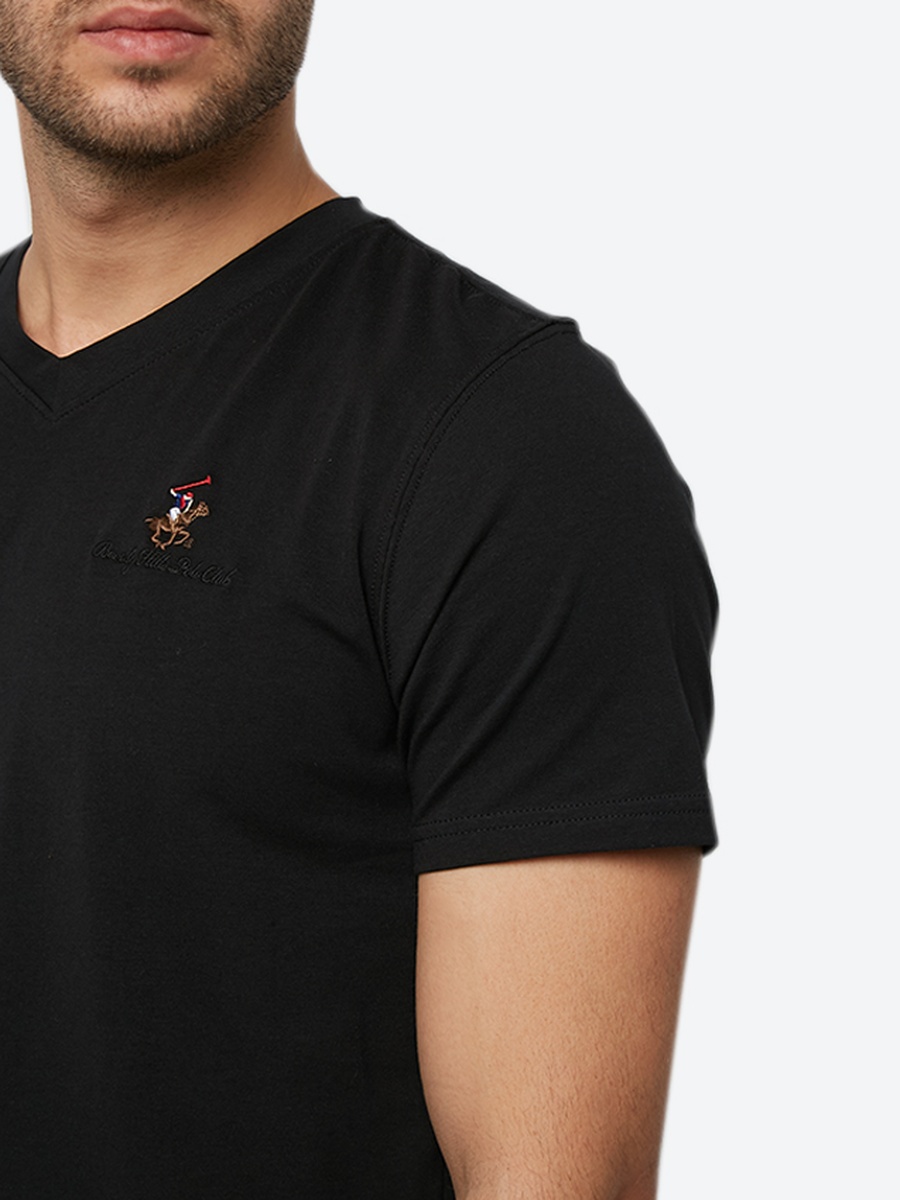 Logo Detail V Neck Short Sleeve T-Shirt