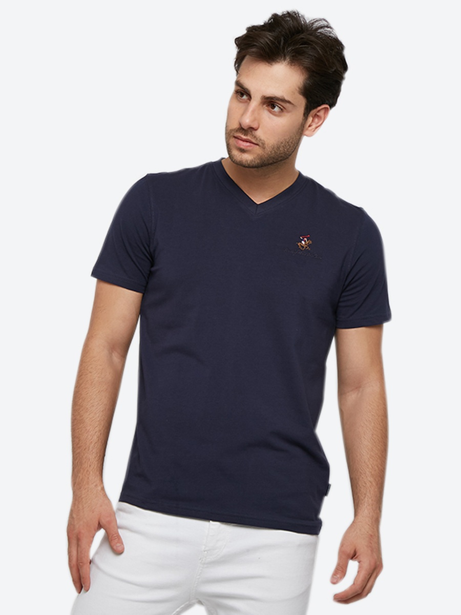 Logo Detail V Neck Short Sleeve T-Shirt