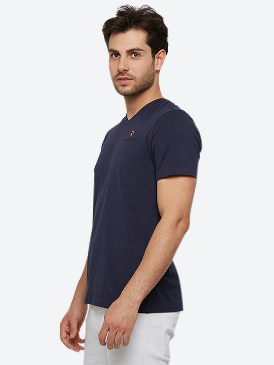 Logo Detail V Neck Short Sleeve T-Shirt
