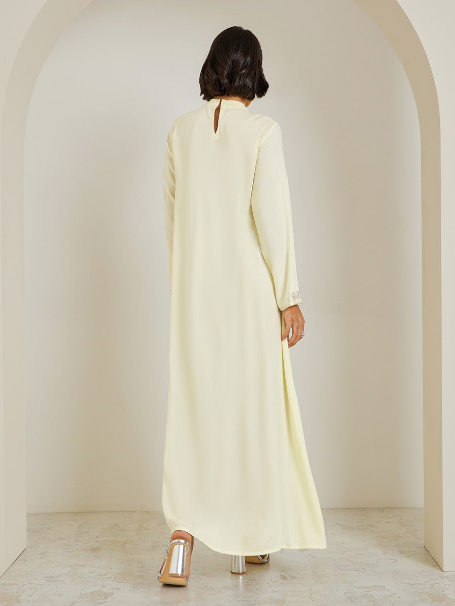 Cream Embellished A-Line Jalabiya
