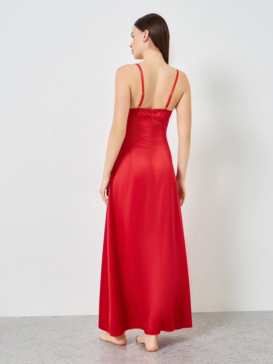 brown dress and red shoes Sabrina Dress – Low Cut Knee-Length Dress main image 1