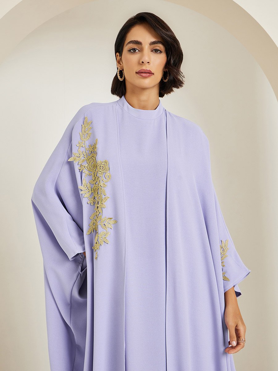 Women Layered Look Jalabiya with Lace Trim