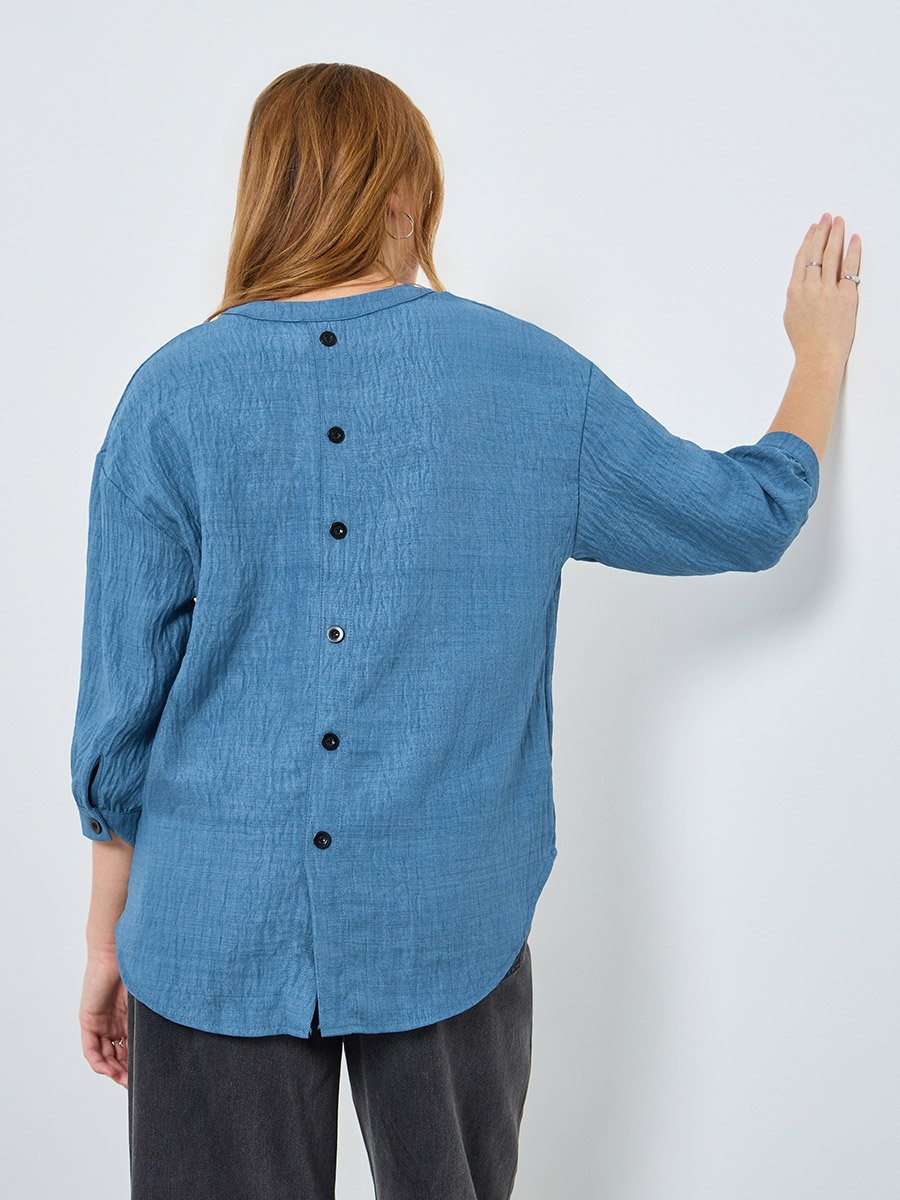 Women Textured Buttoned Long Sleeve Top