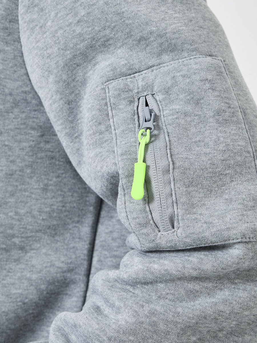 Men Solid Half-Zip Kangaroo Pocket Detail Hoodie
