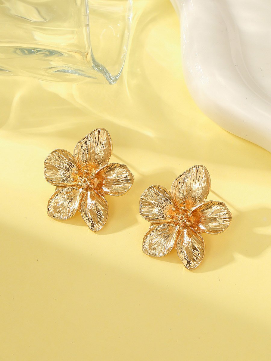 Gold Flower Stud Earrings