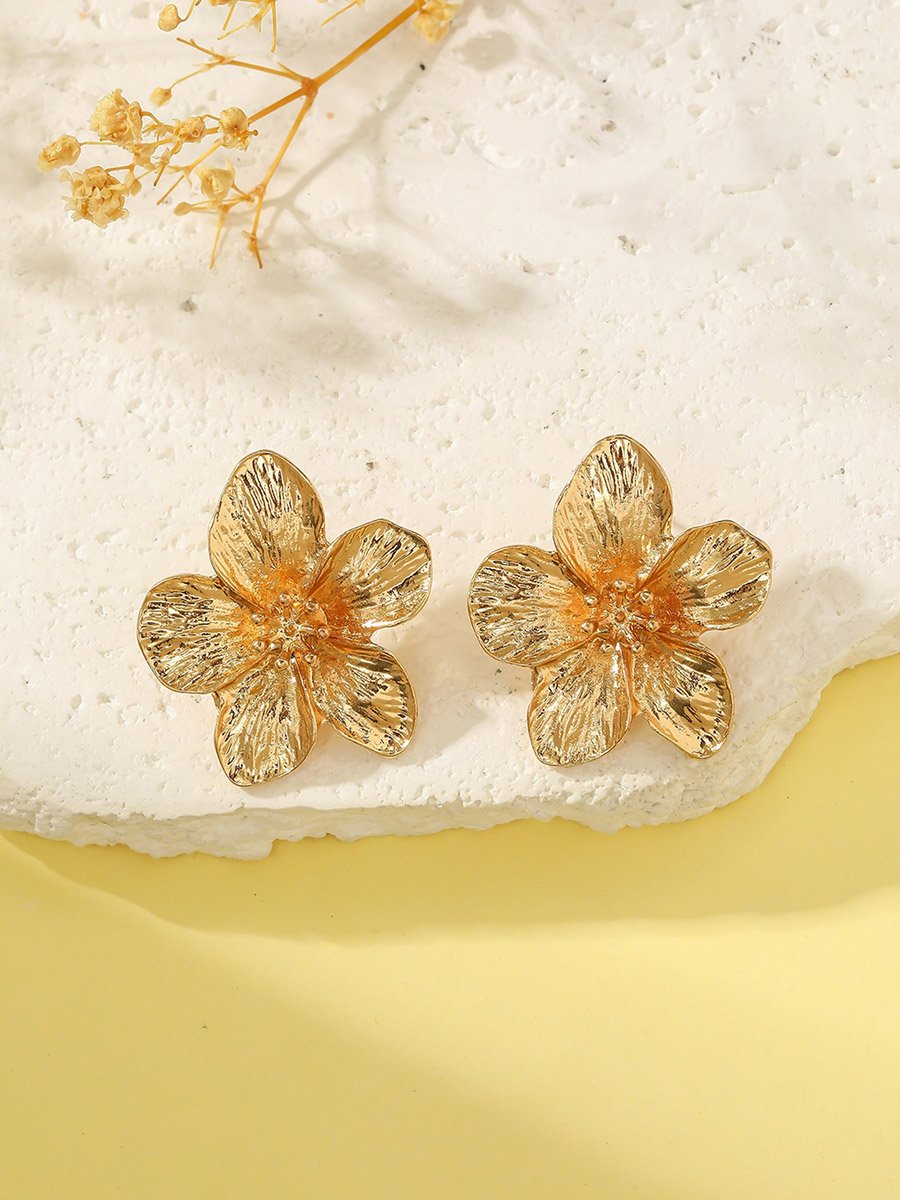Gold Flower Stud Earrings