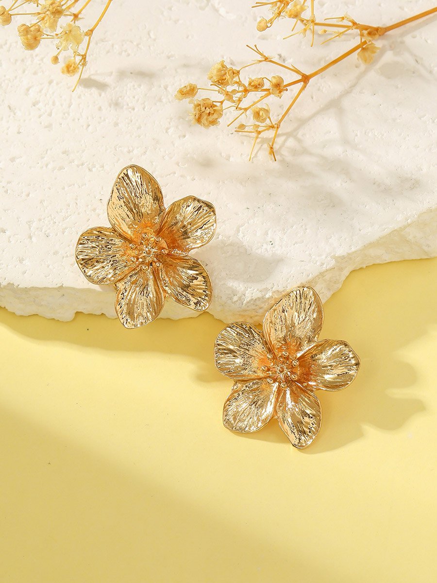 Gold Flower Stud Earrings