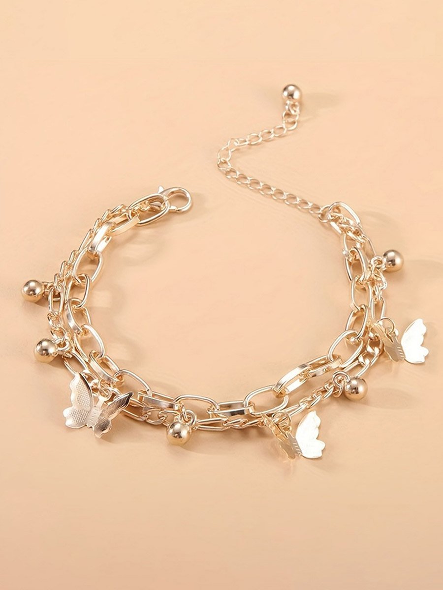Gold Butterfly Charm Chain Bracelet