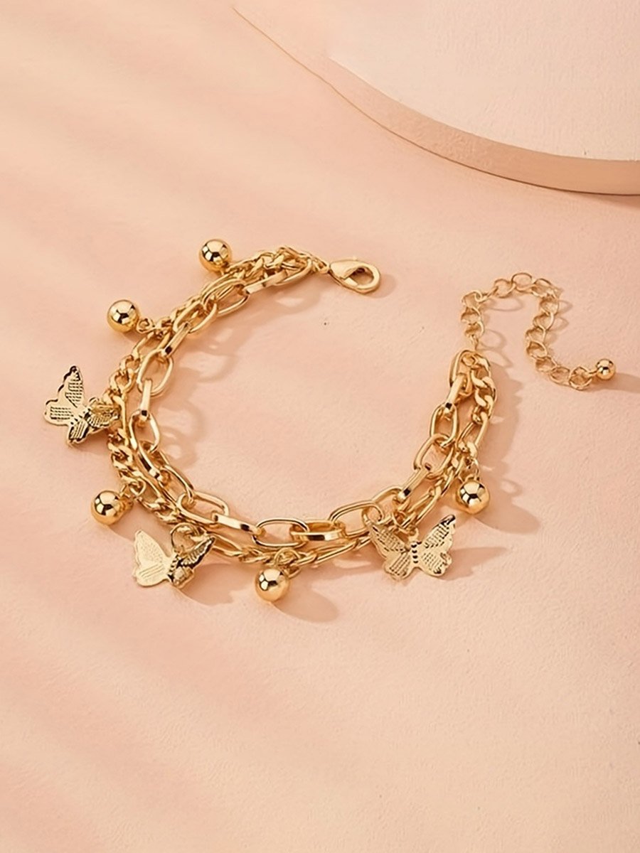 Gold Butterfly Charm Chain Bracelet