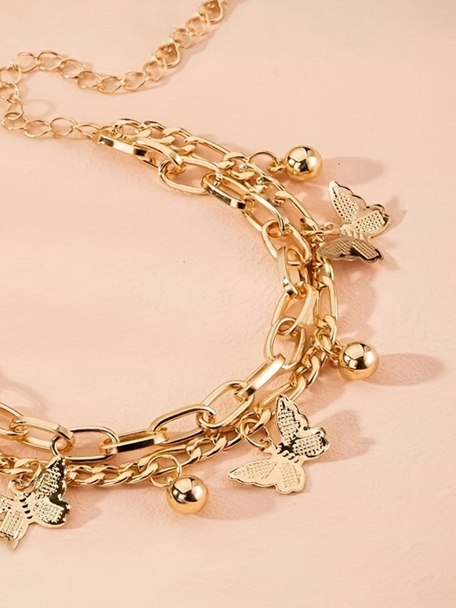 Gold Butterfly Charm Chain Bracelet
