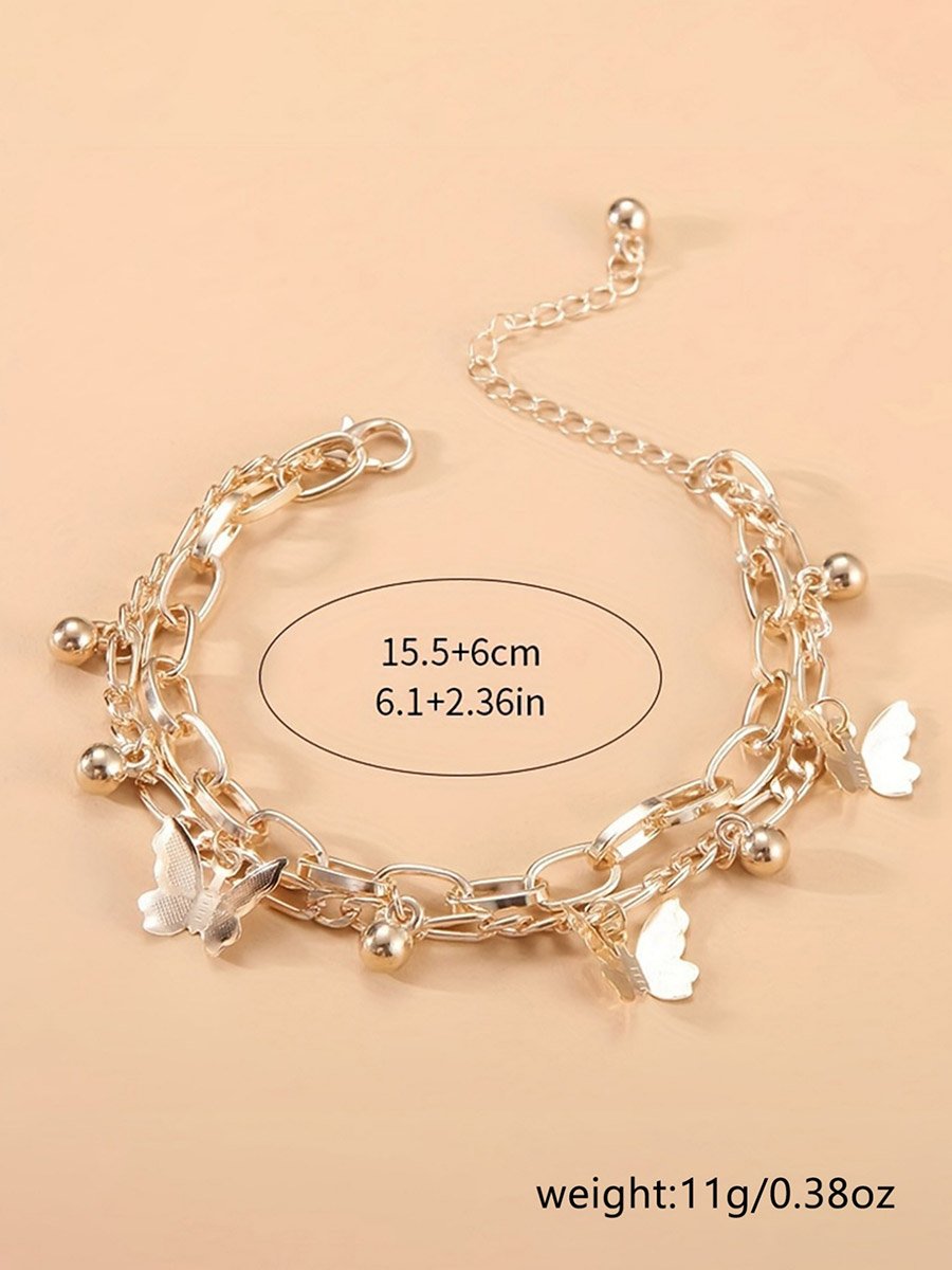 Gold Butterfly Charm Chain Bracelet