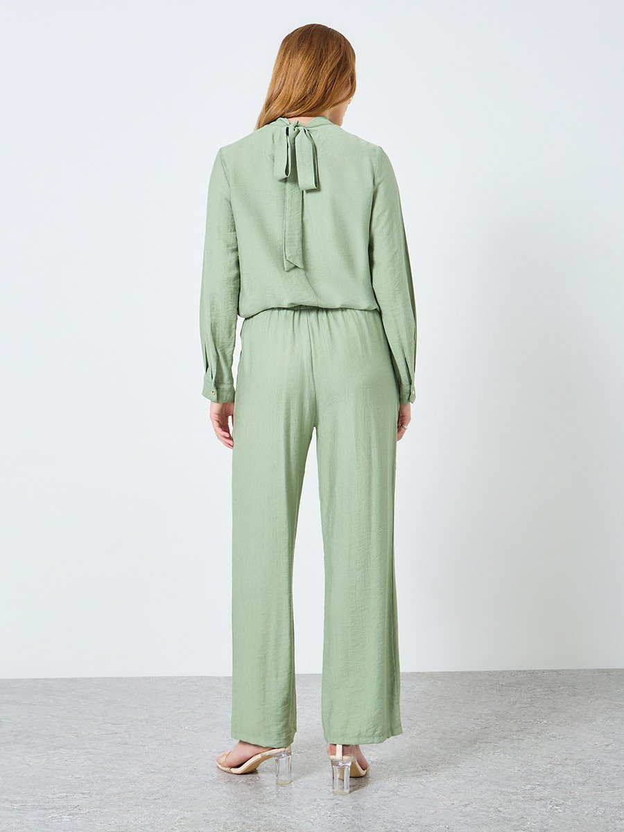 Women Solid High Neck Top and Pants Co-Ords