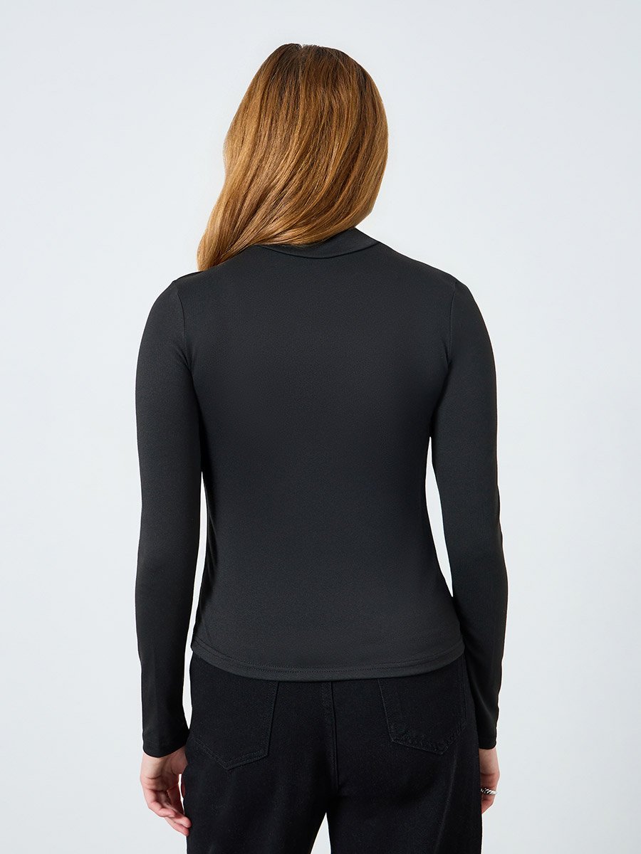 Women Solid High Neck Embellished Top