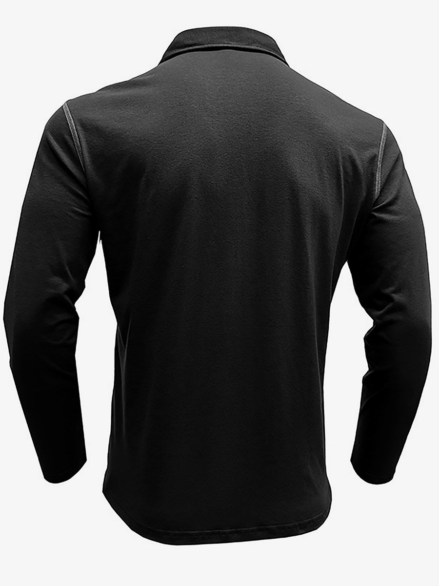 Men Long Sleeve Polo with Pocket Detail