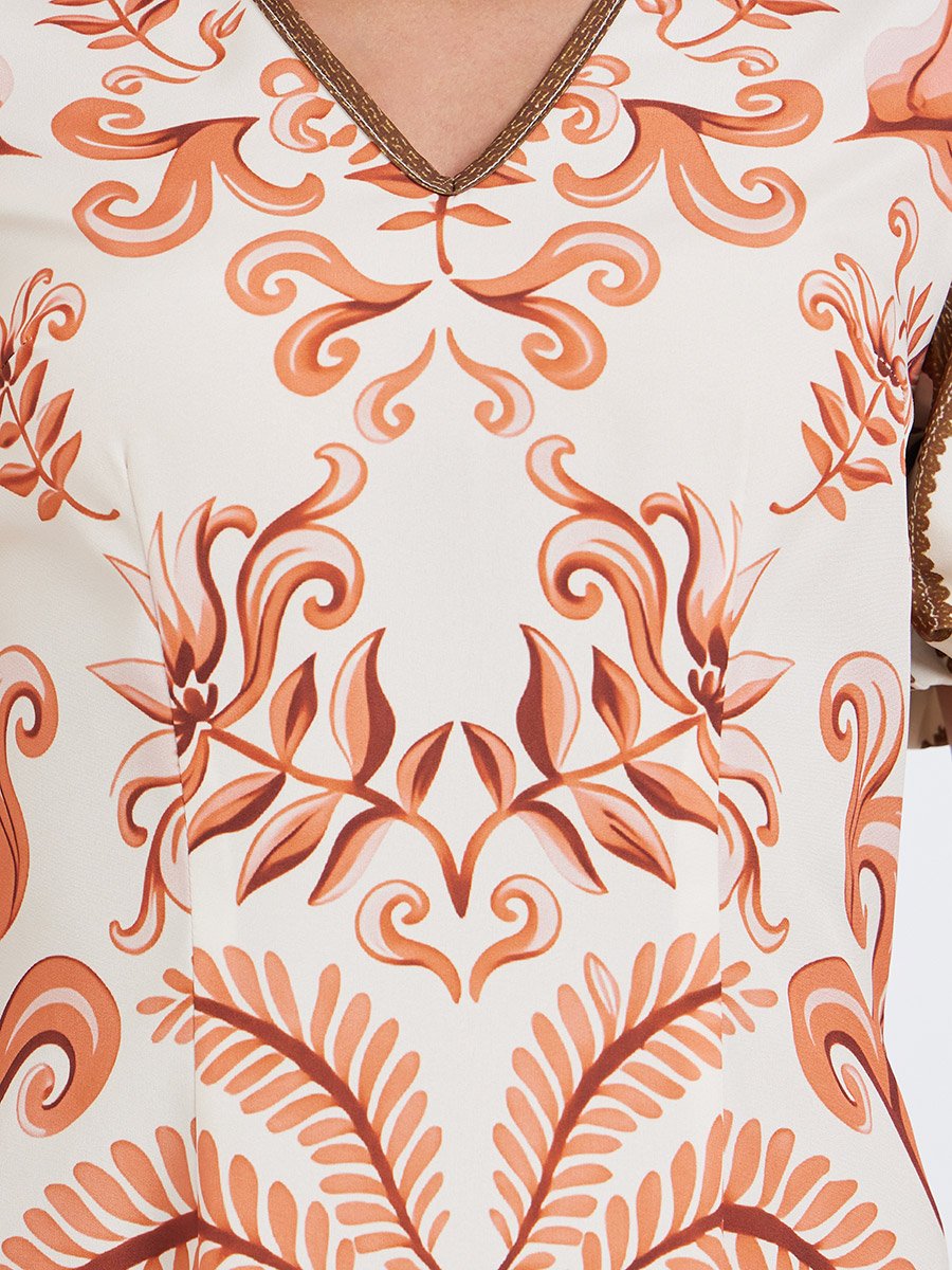 Women All-Over Print V-Neck Maxi Dress