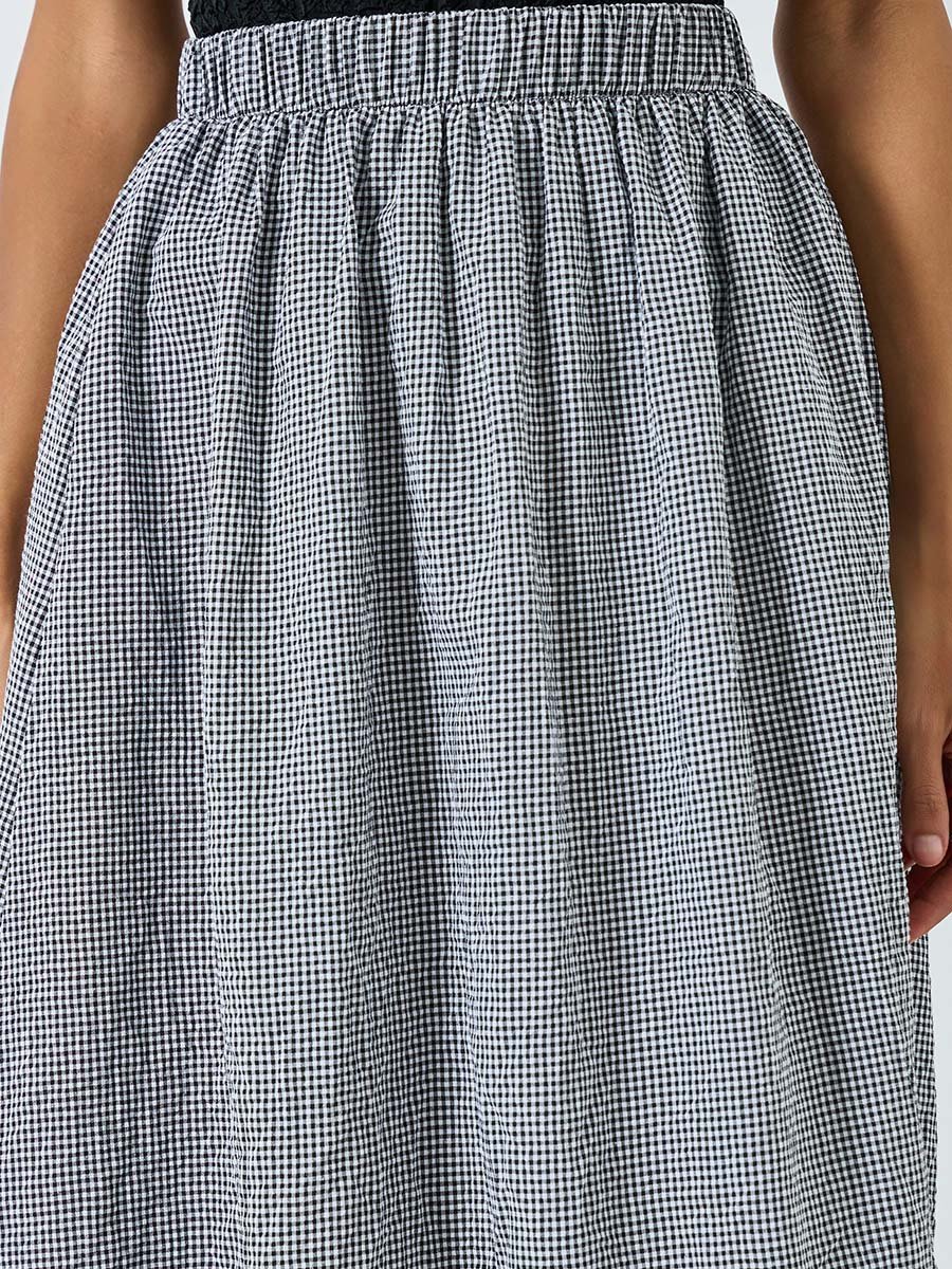 Women Checked Side Slit A-Line Skirt