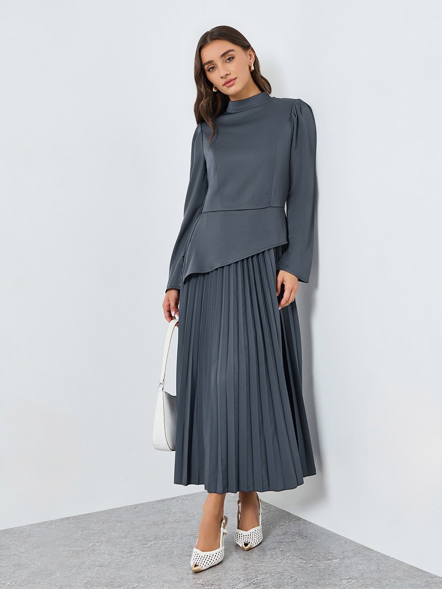 knee length dresses for ladies SKYLINE Dress Grey – ISSEY MIYAKE EU