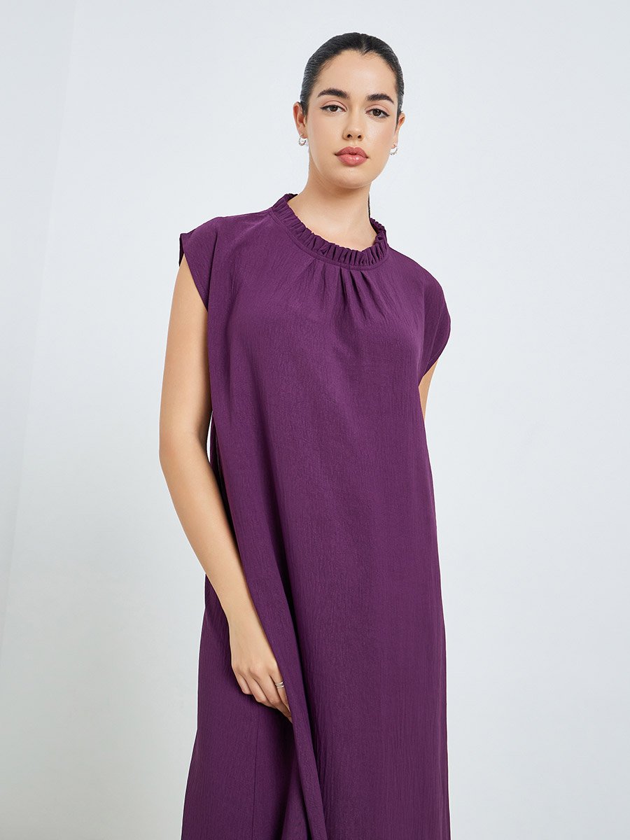 Women Purple Sleeveless A-Line Under Abaya Dress
