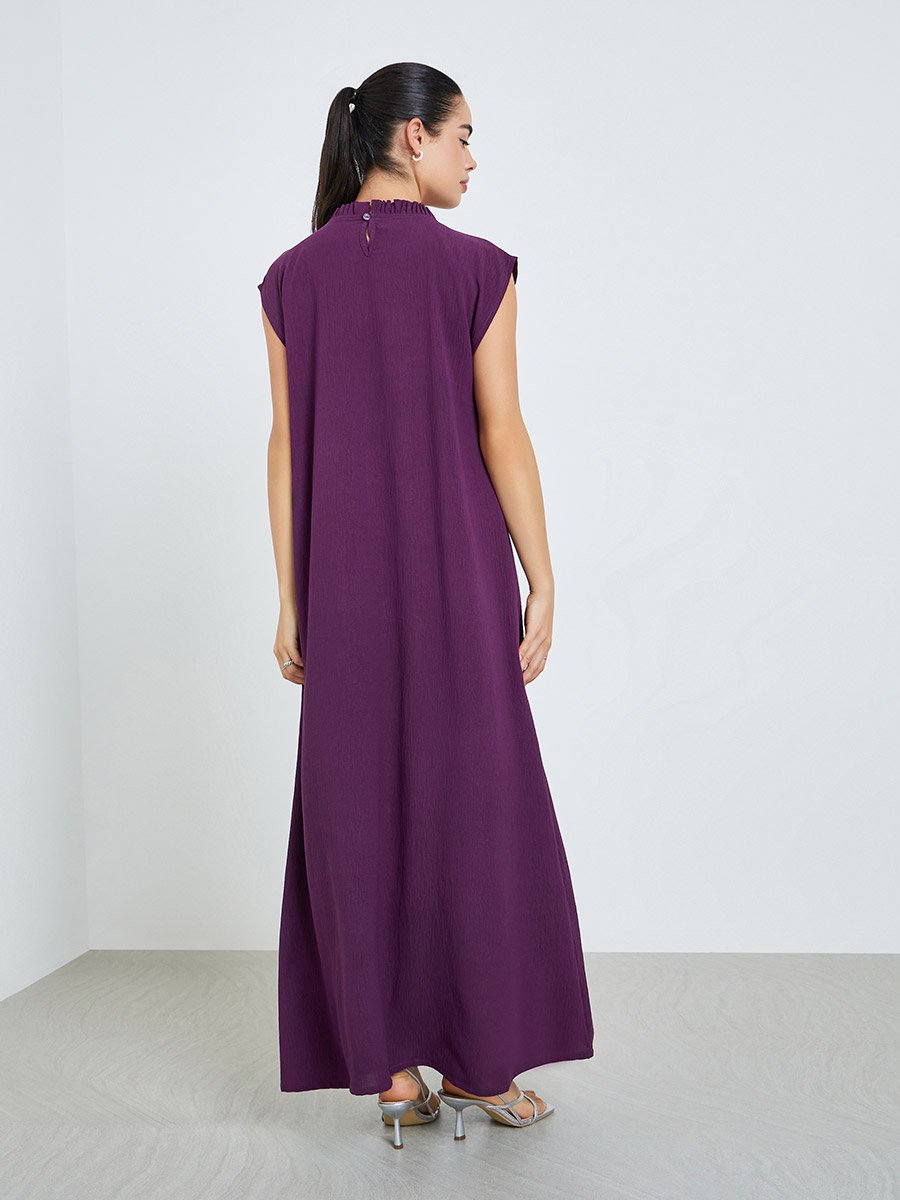 Women Purple Sleeveless A-Line Under Abaya Dress