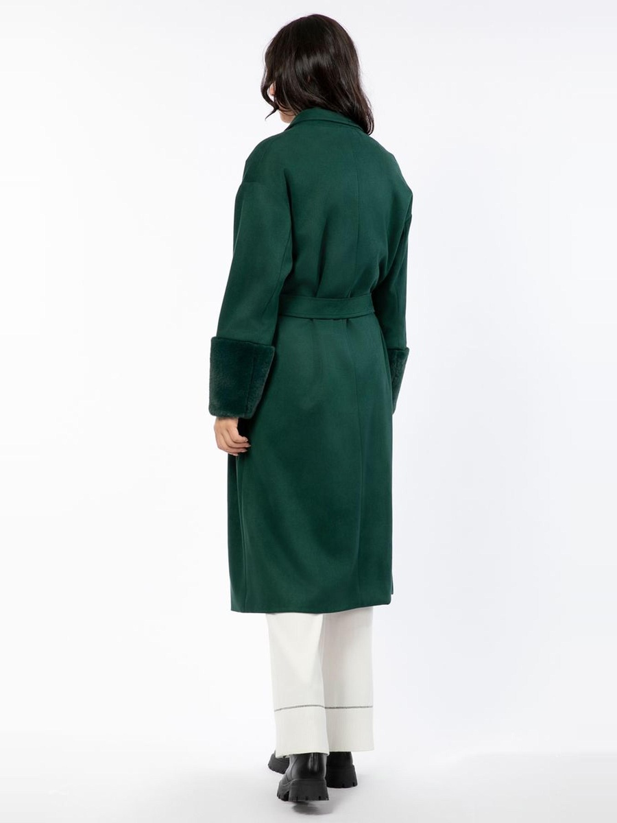 Longline Coat with Fur On Sleeves