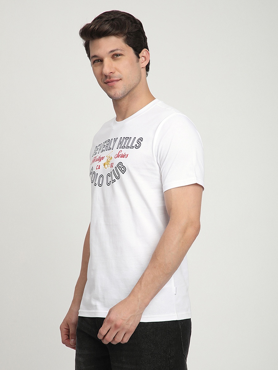White Graphic Print Round Neck T-Shirt