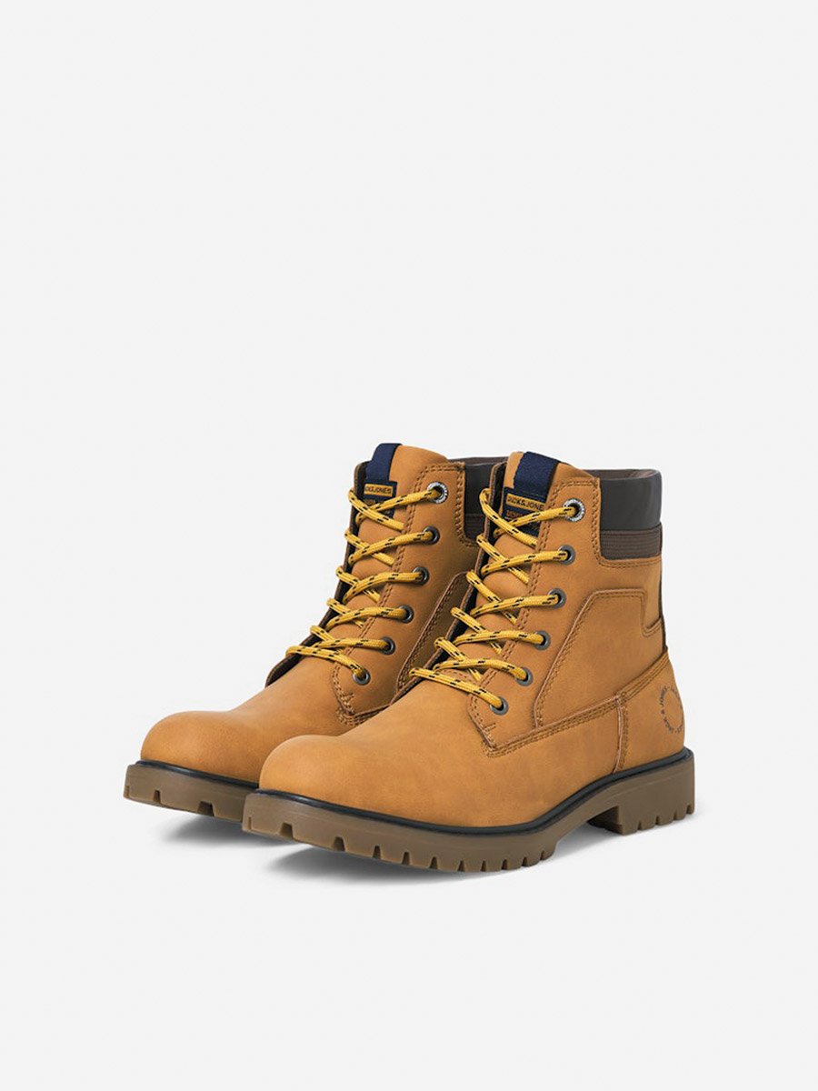 Brown Lace-Up PU Nubuck Boots