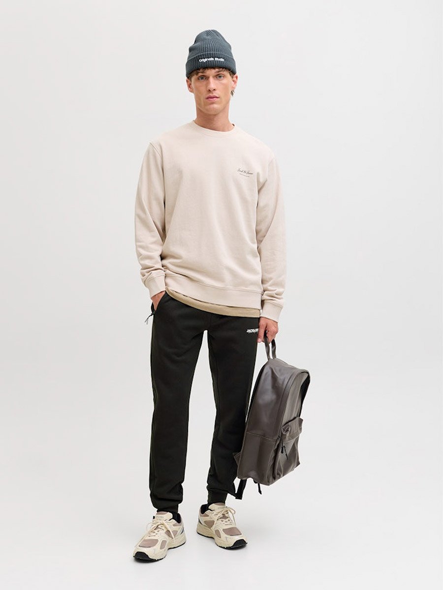 Black Textured Panel Cuffed Joggers