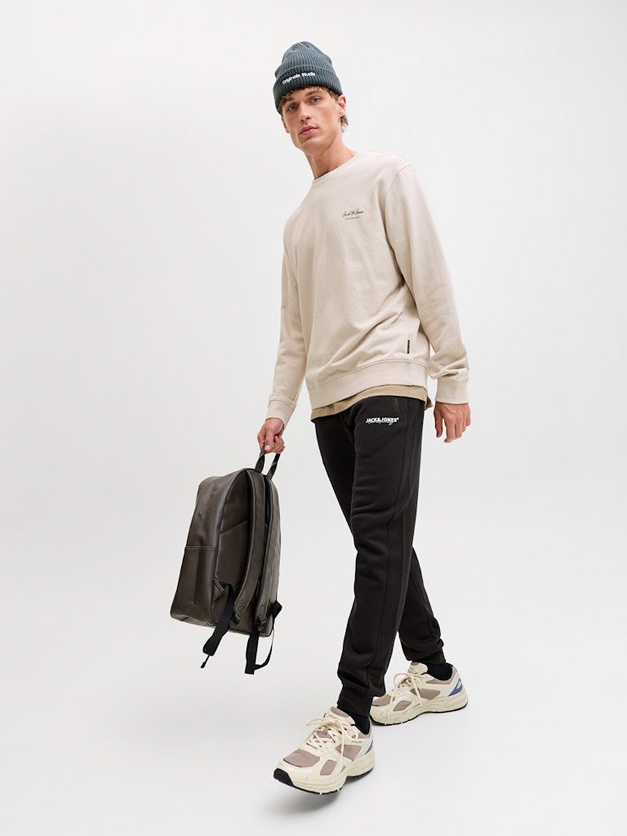 Black Textured Panel Cuffed Joggers