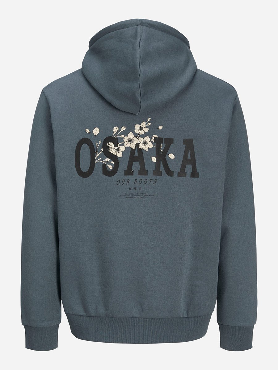 Grey Back Graphic Print Pullover Hoodie