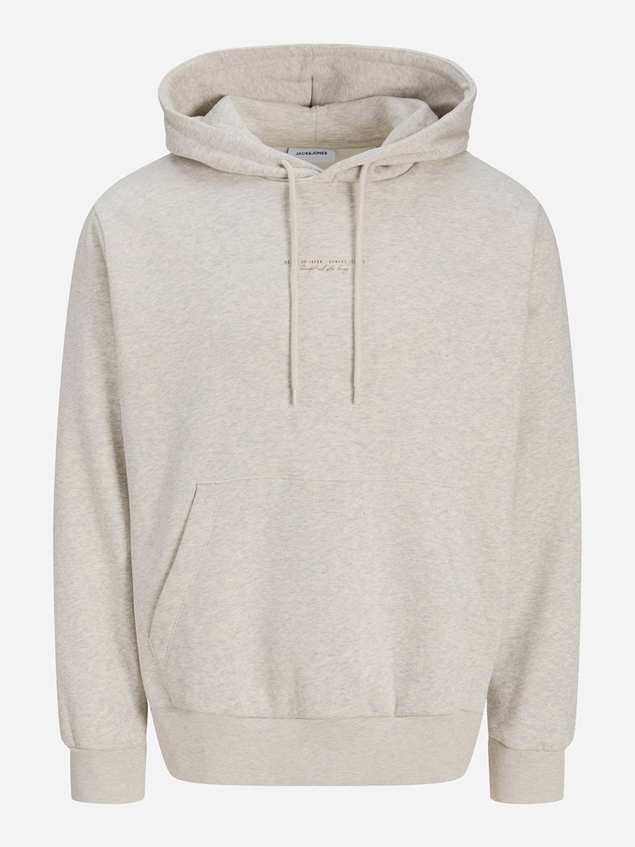 Grey Back Graphic Print Pullover Hoodie