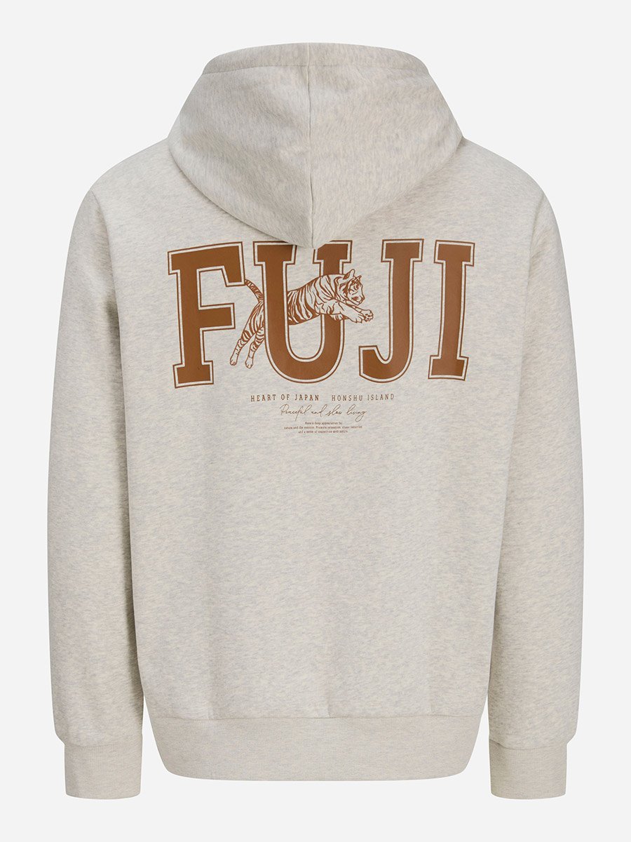 Grey Back Graphic Print Pullover Hoodie