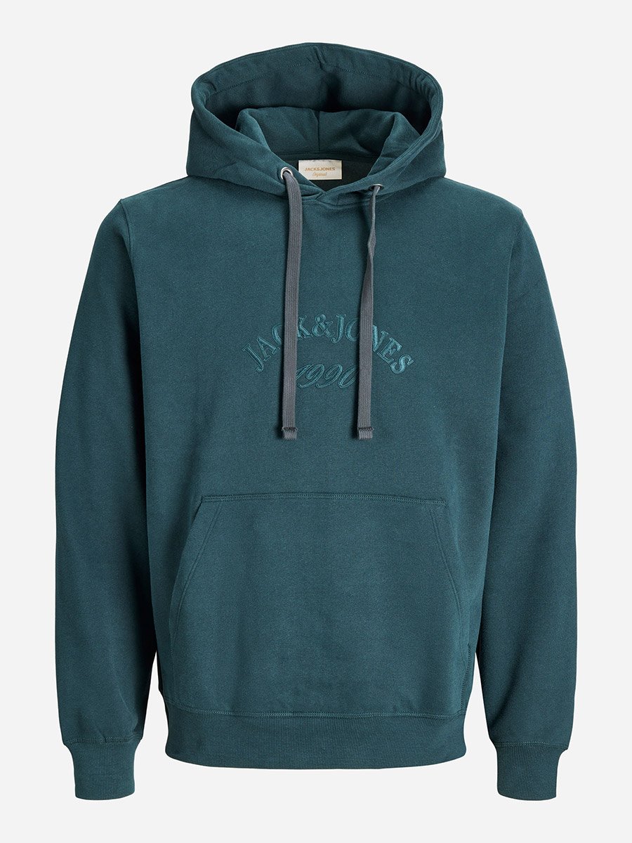 Teal Logo Embroidered Front Pocket Hoodie