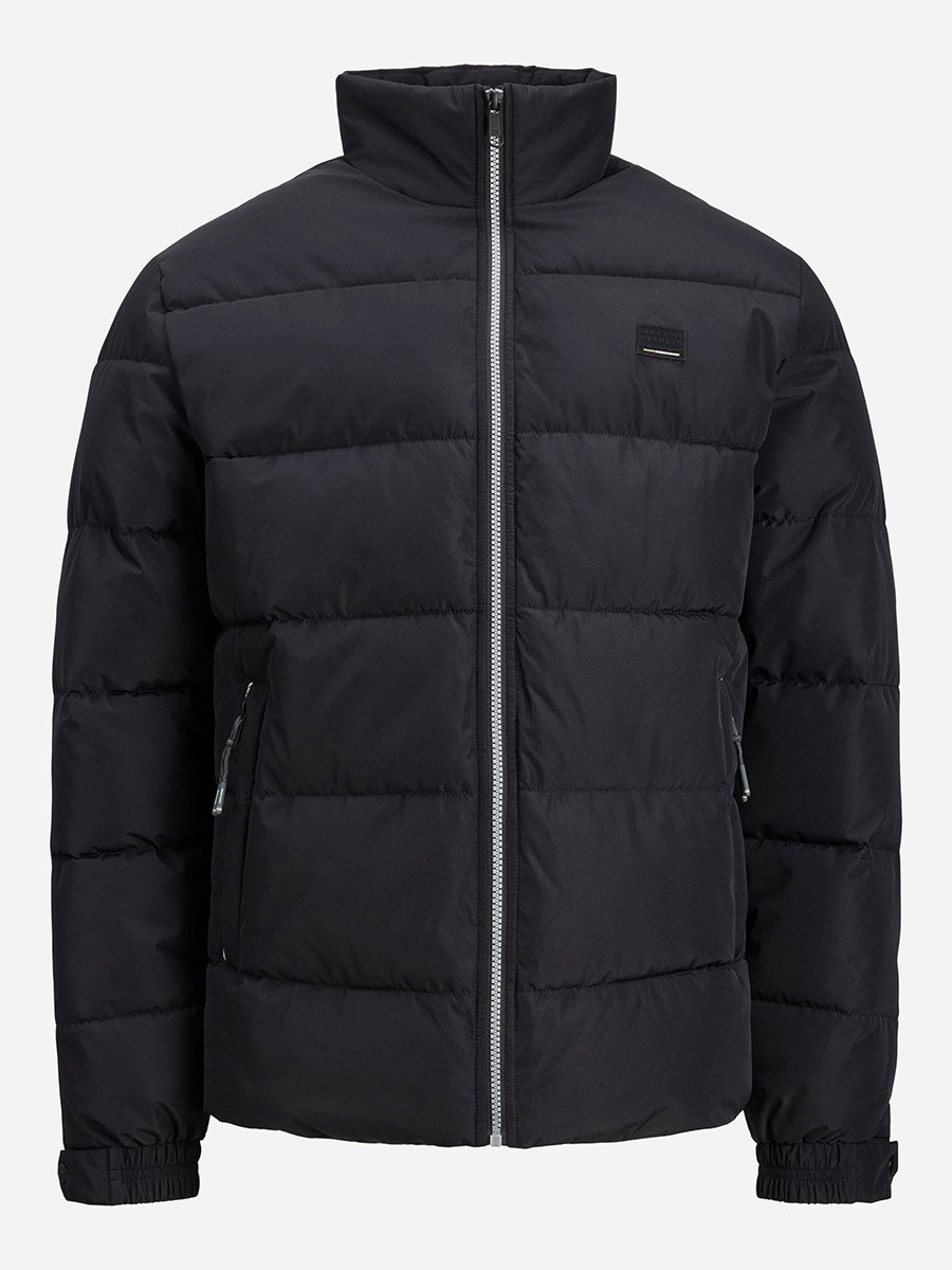 Black High Neck Zip-Up Puffer Jacket