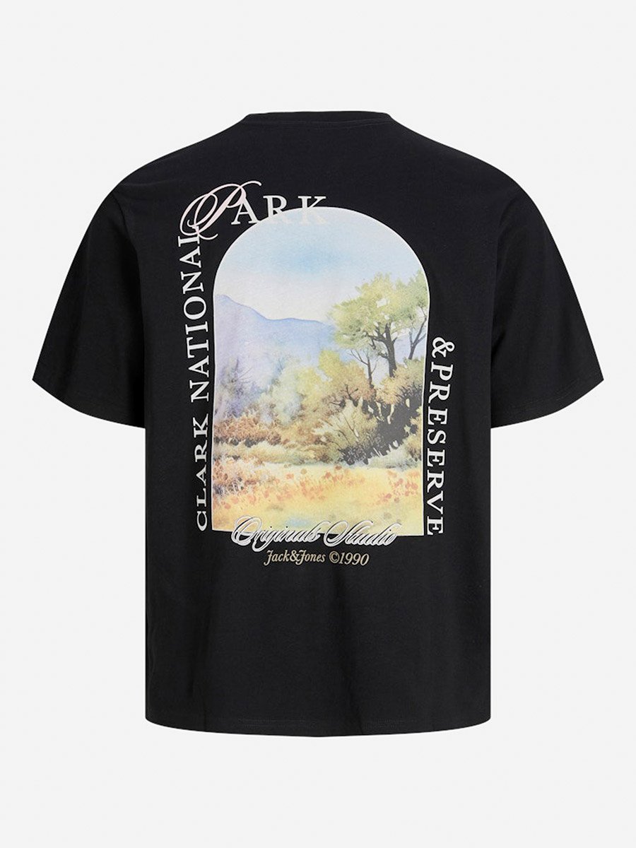 Black Graphic Print Crew Neck T-Shirt