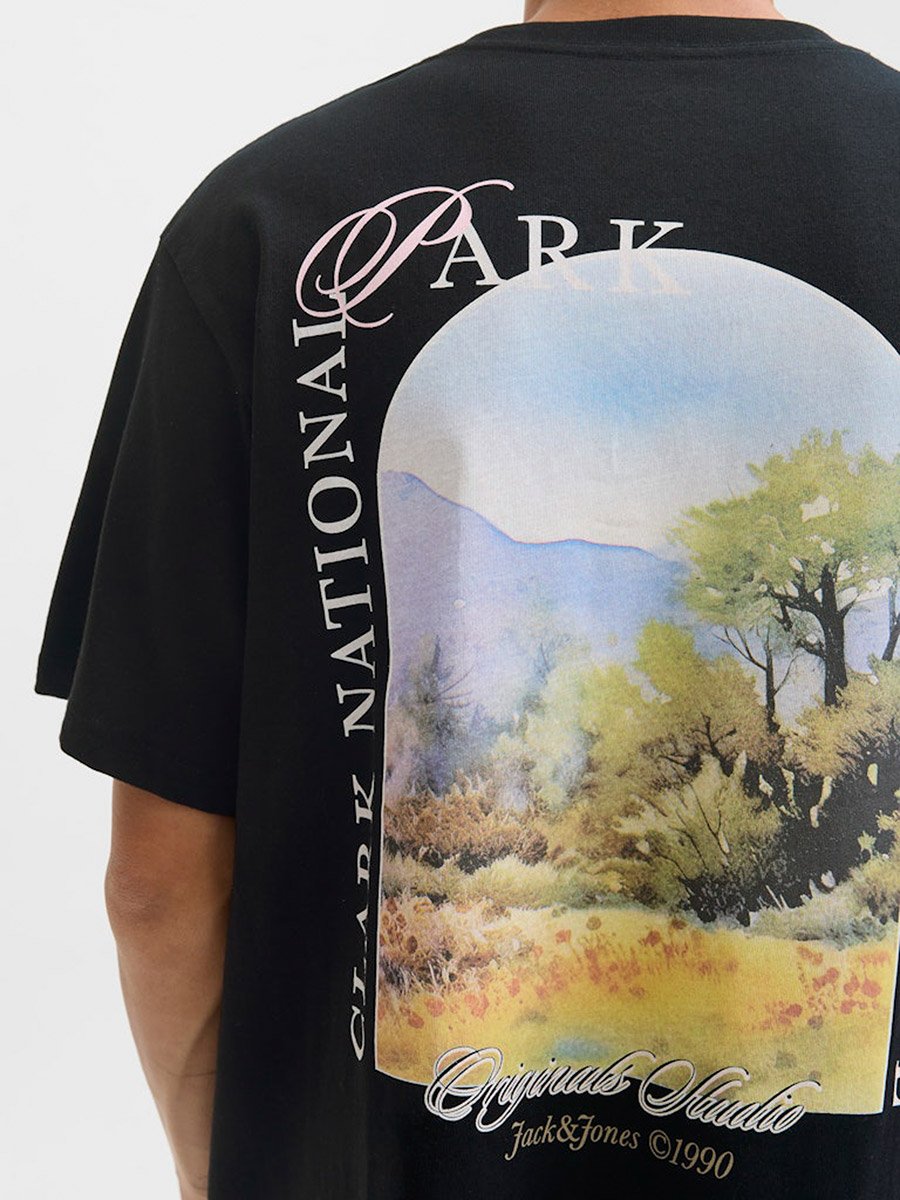 Black Graphic Print Crew Neck T-Shirt
