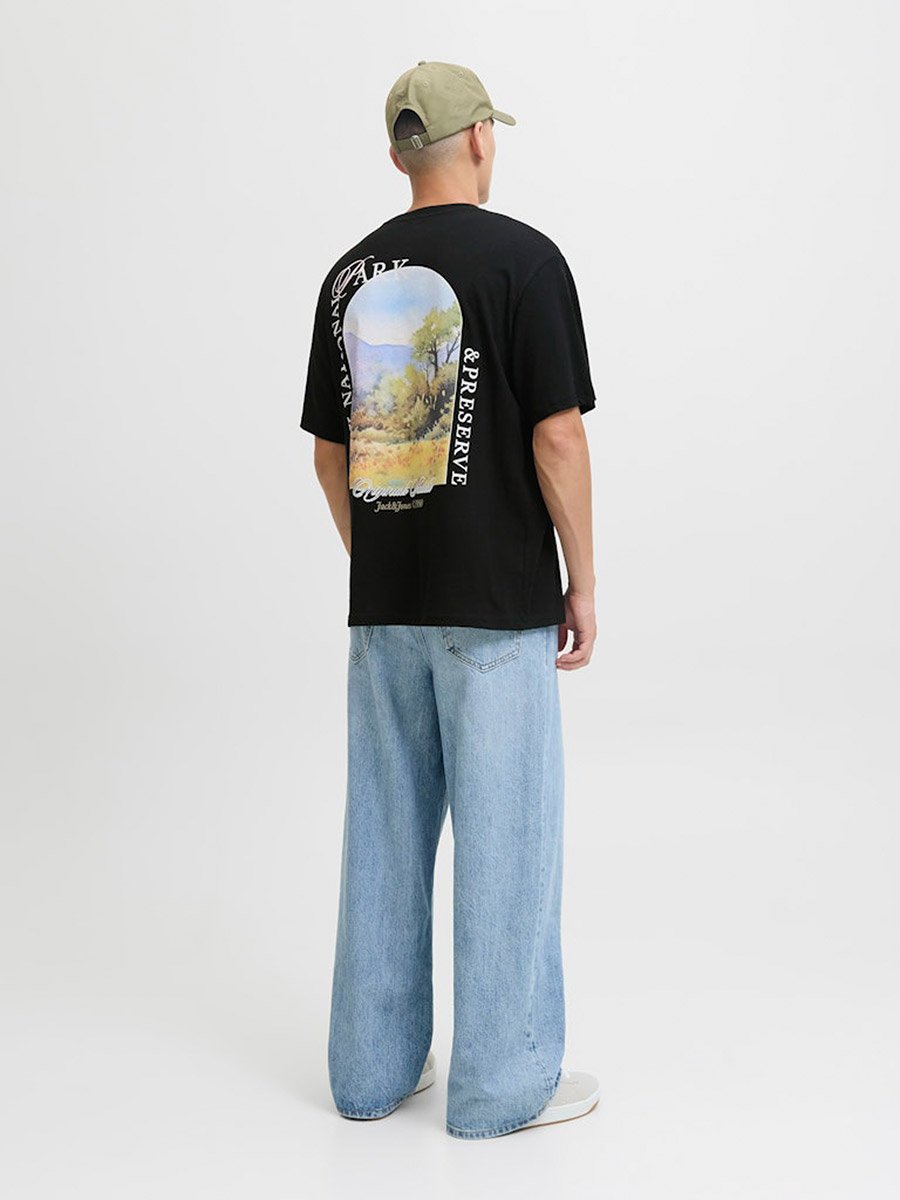 Black Graphic Print Crew Neck T-Shirt