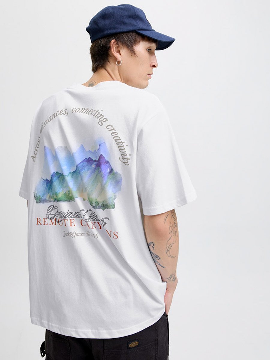 White Graphic Print Relaxed Fit T-Shirt
