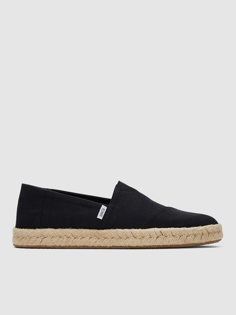 Men Black Plain Espadrille Slip-On Shoes