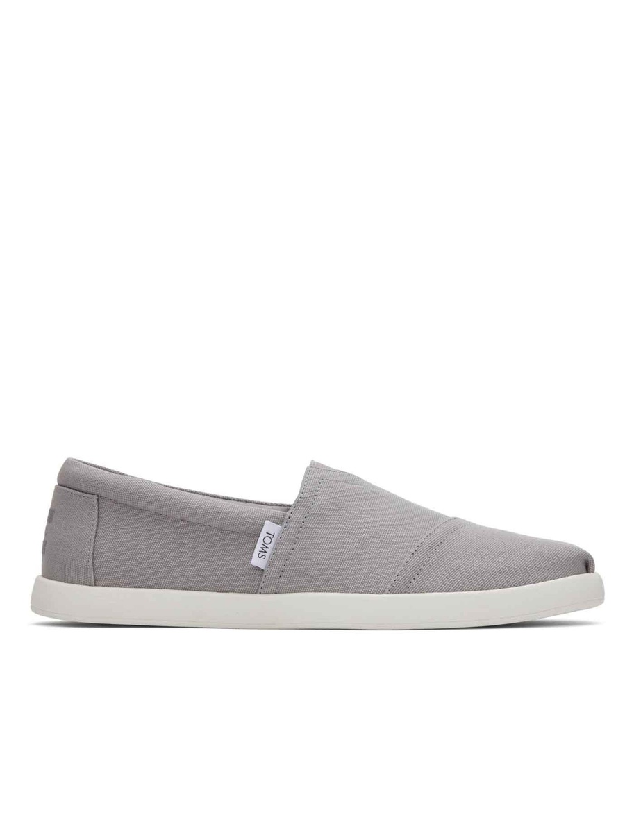 Men Grey Plain Round Toe Slip-On Shoes