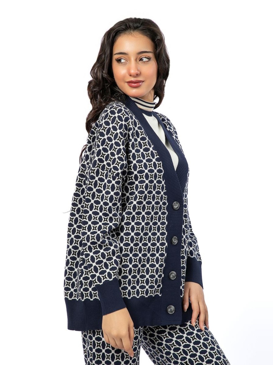 كارديجان نسائي بنسيج محبوك وطبعات