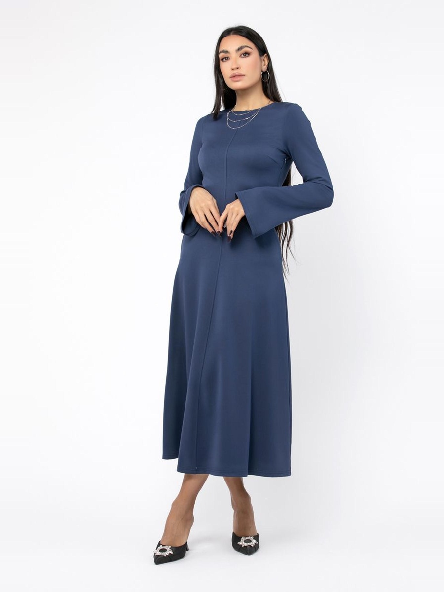 Solid A-Line Midi Dress