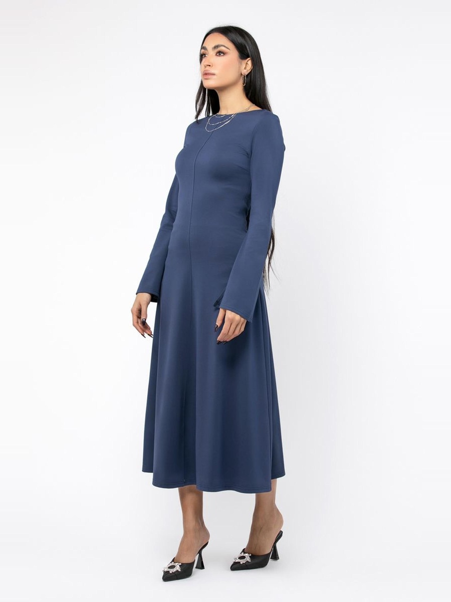 Solid A-Line Midi Dress