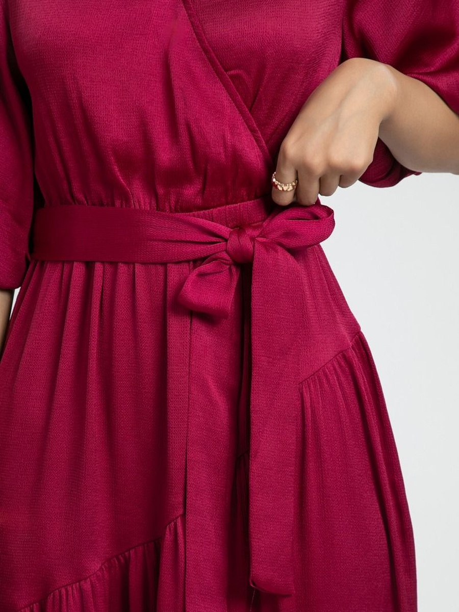 Plain V Neck Wrap Maxi Dress