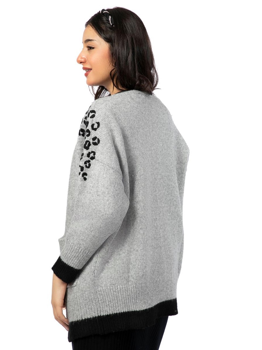 Knitted Cardigan with Contrast Details