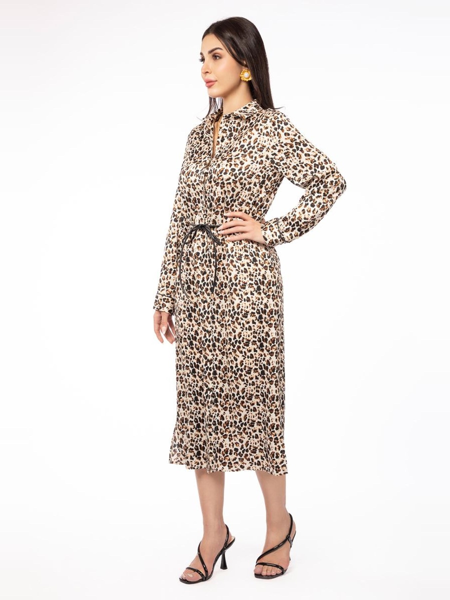 Shirt Dress with Leopard Print