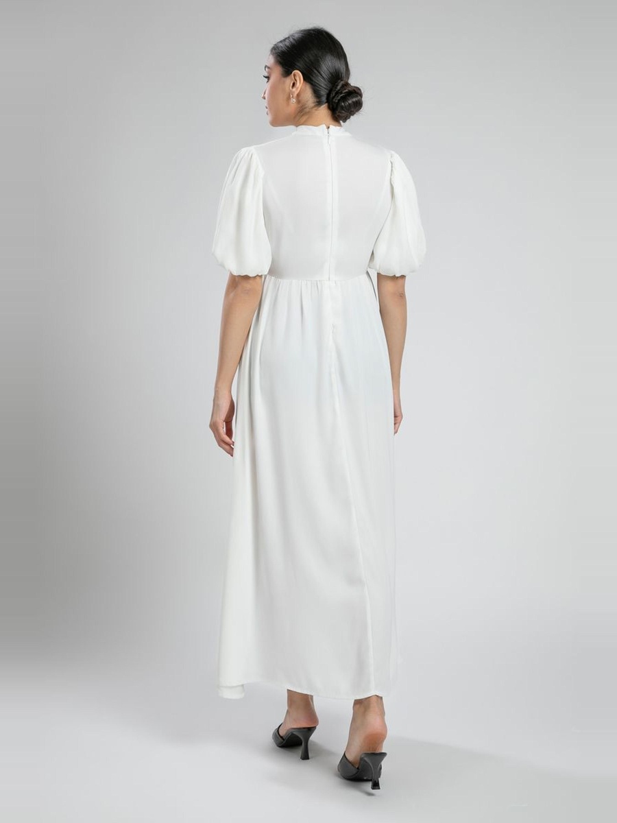 Puff Sleeves Printed Maxi Dress