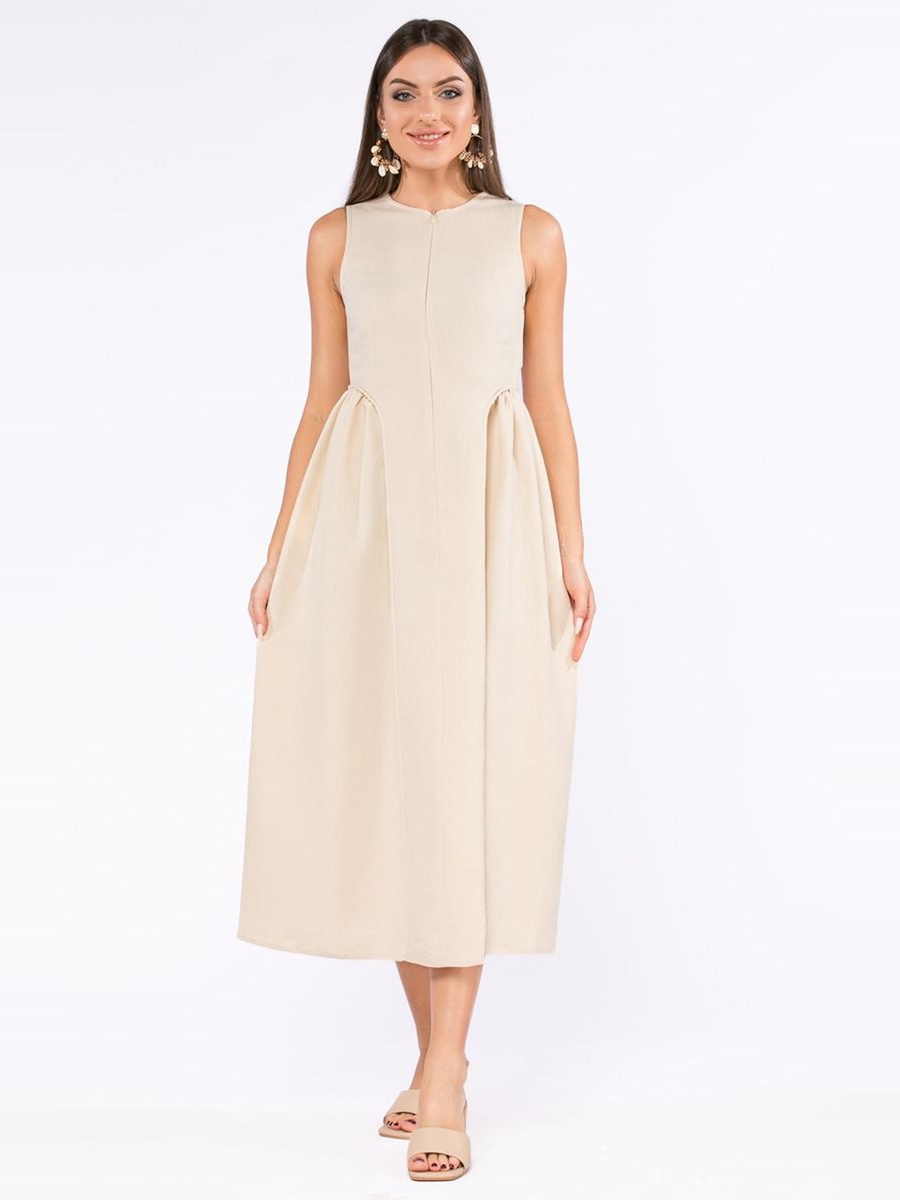 Solid Sleeveless A-Line Dress
