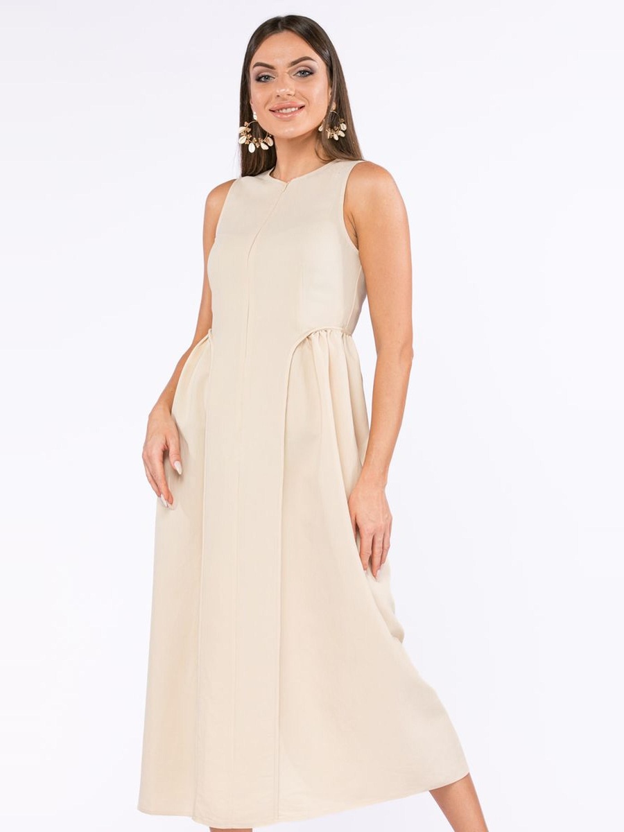 Solid Sleeveless A-Line Dress
