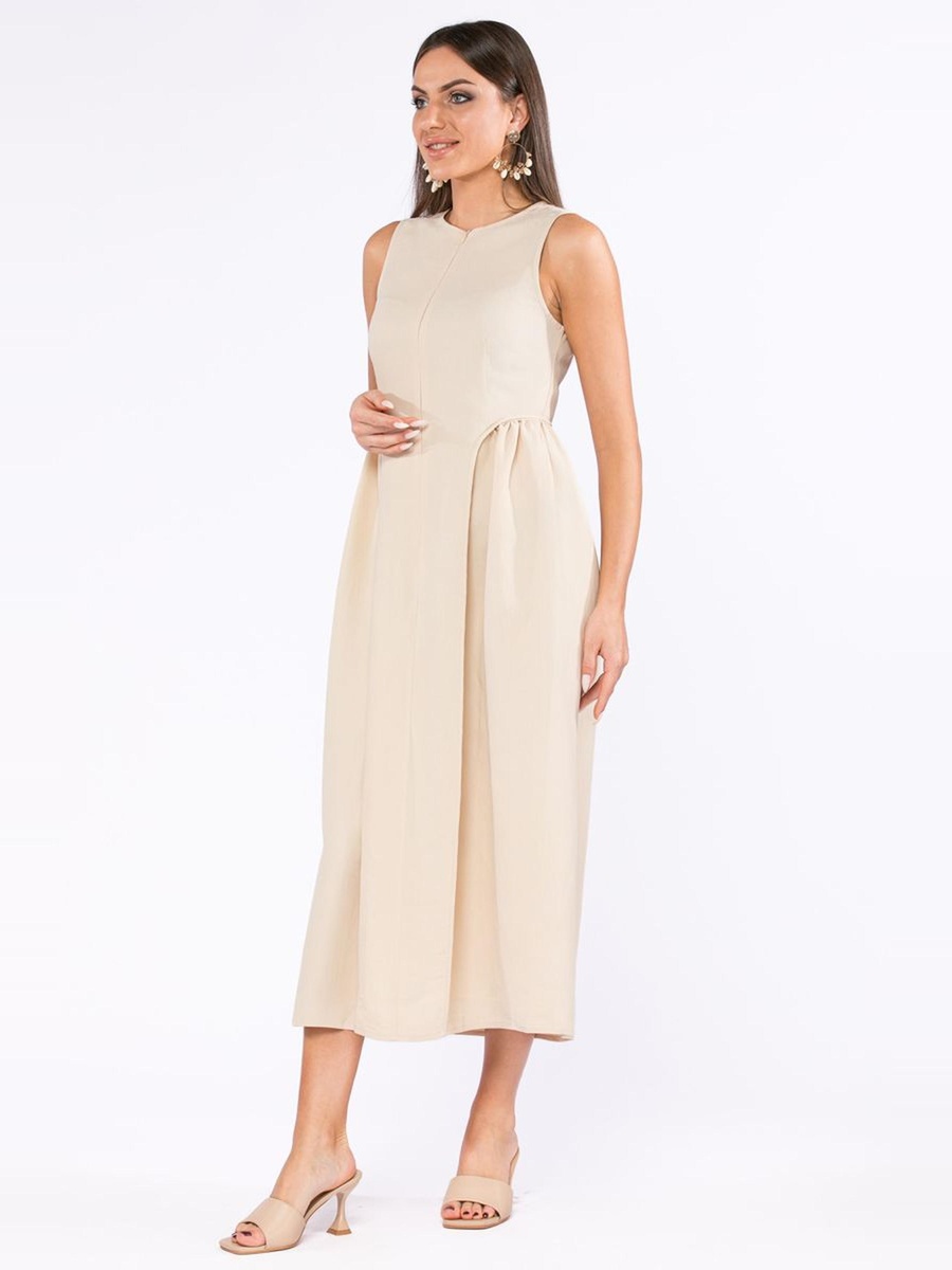 Solid Sleeveless A-Line Dress